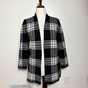 Talbots Black and White Plaid Cardigan